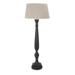 Charcoal Wooden Floor Lamp With Linen Shade