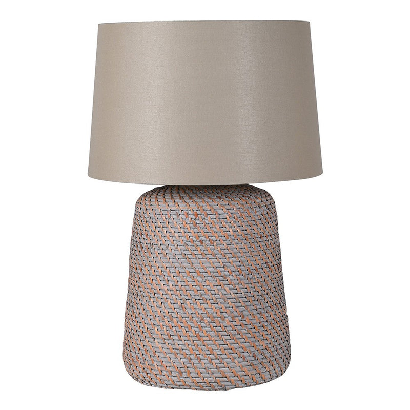 Chunky Grey Rattan Table Lamp