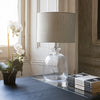 Clifton Round Glass Table Lamp With Grey Shade