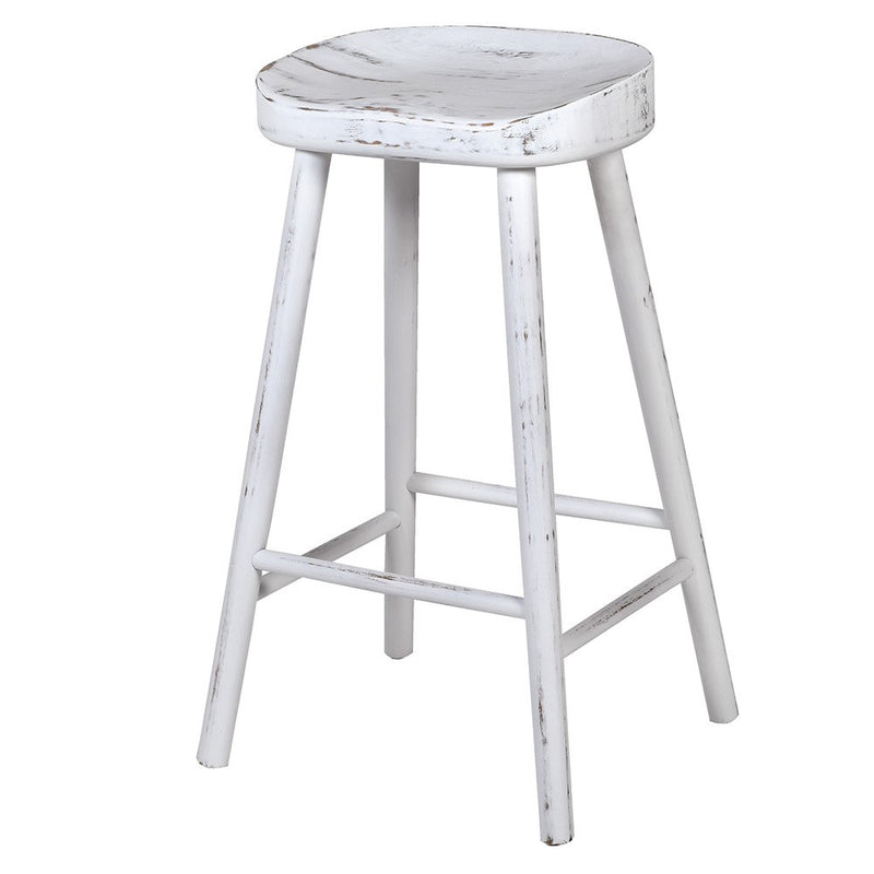 Whitewash Cotswold Farmhouse Low Oak Stool