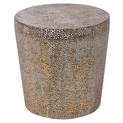 Distressed Metal Gold Stool