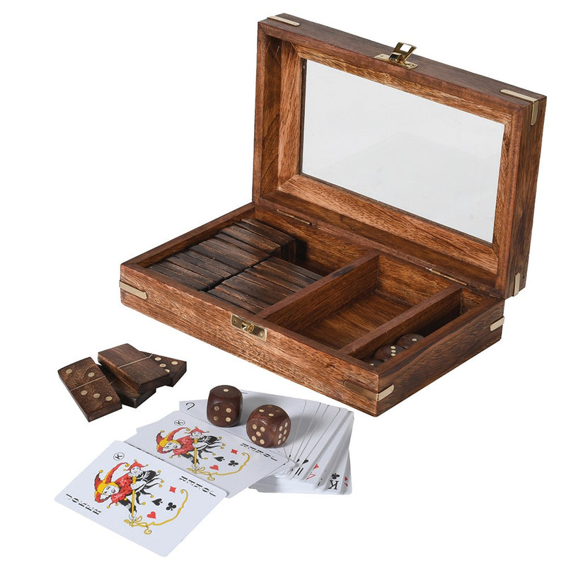 Dominoes And Cards Wooden Box Set