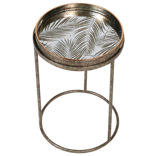 Set Of 2 Mirrored Fern Tray Tables