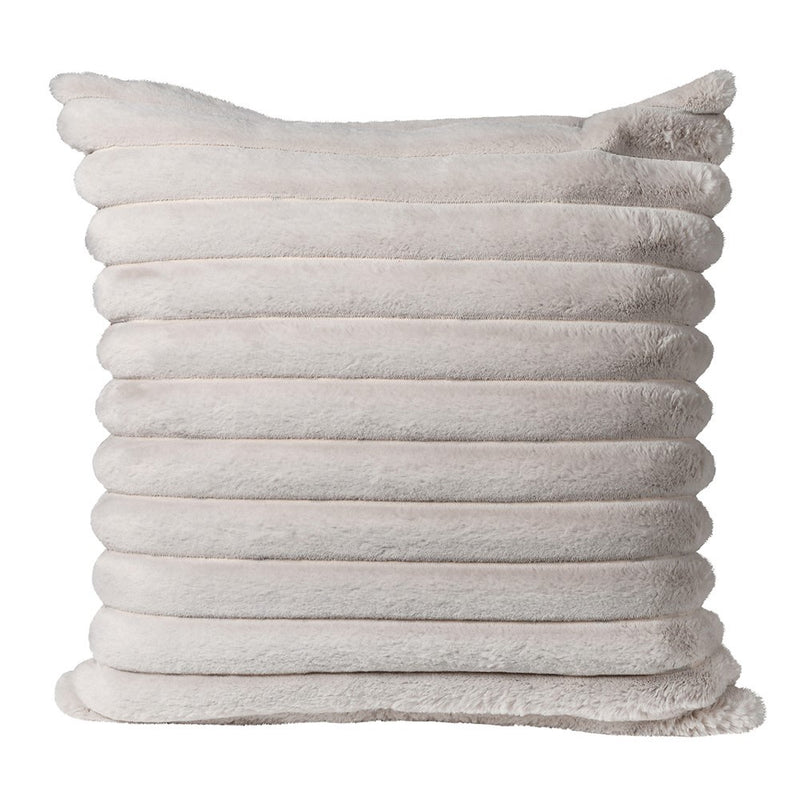 Faux Fur Ribbed Off White Cushion