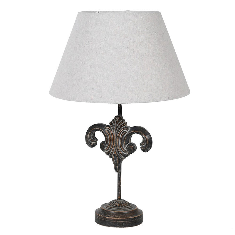 Fleur De Lis Table Lamp With Linen Shade