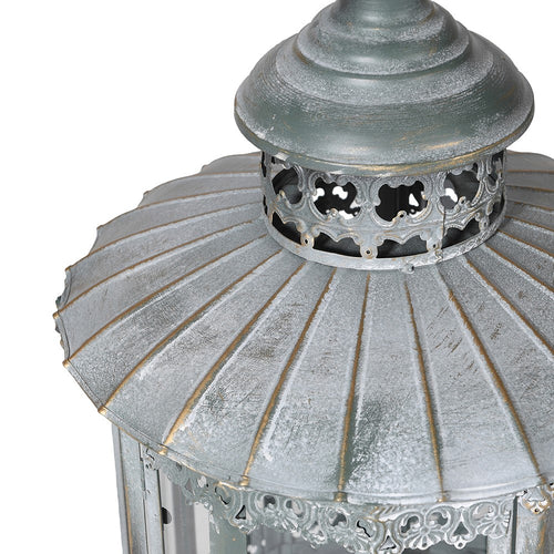 Set Of 2 Distressed Grey Lanterns On Stand