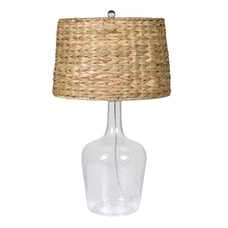 Glass And Woven Bamboo Table Lamp