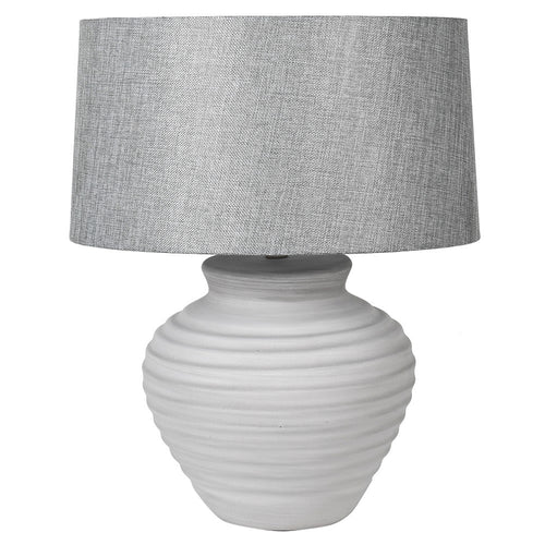 grey ribbed table lamp