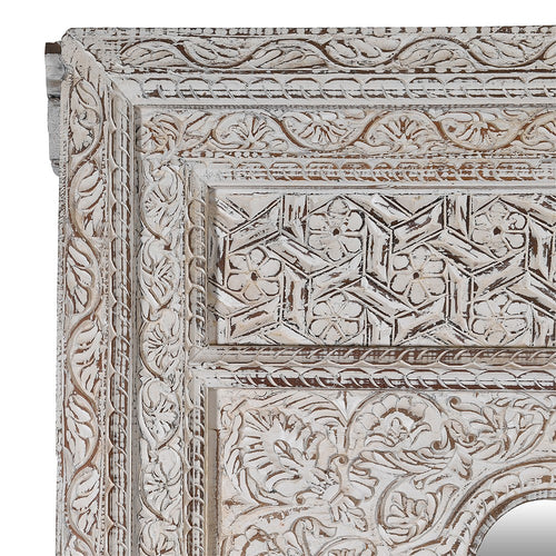 White Washed Ornate Carved Mirror