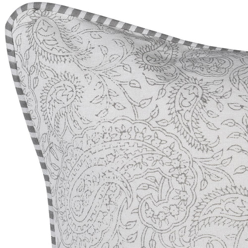 Soft Grey Paisley Print Cushion