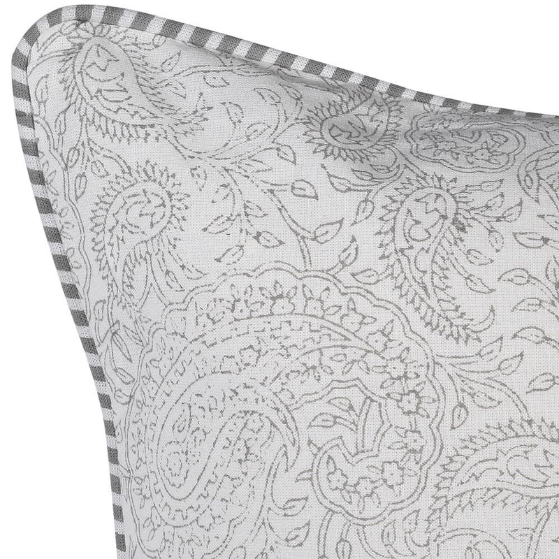 Soft Grey Paisley Print Cushion