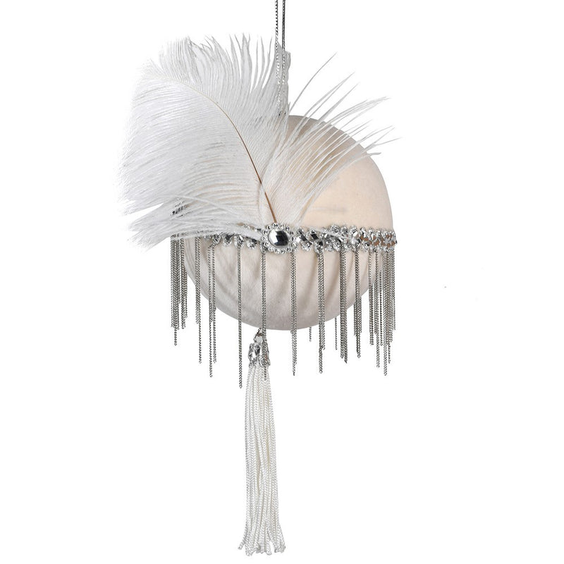 Cream Feather And Tassel Bauble