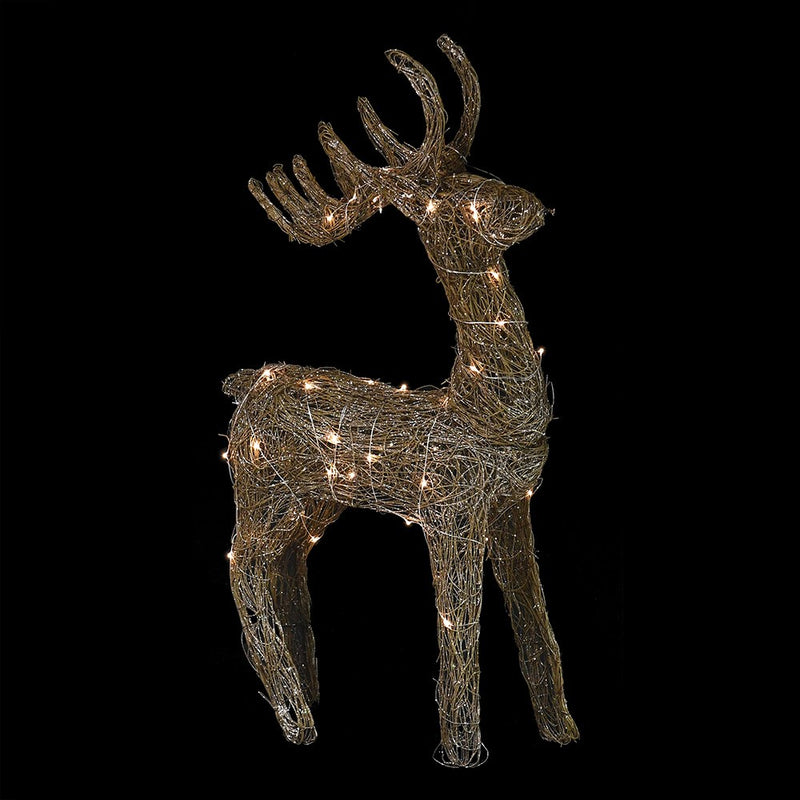 Large Champagne Rattan Lit Deer