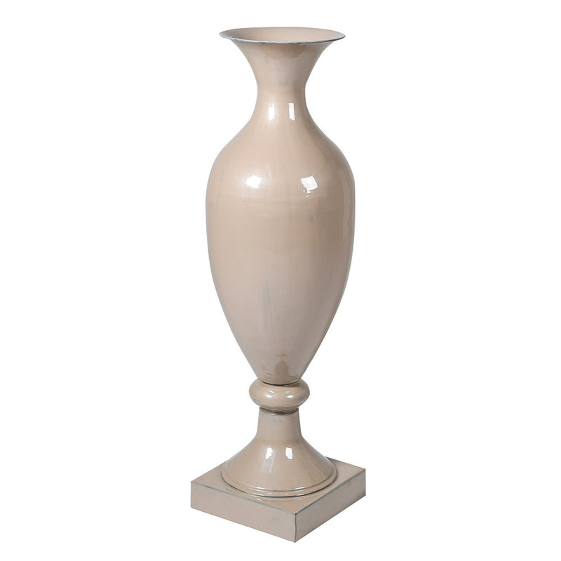 Large Taupe Enamel Vase