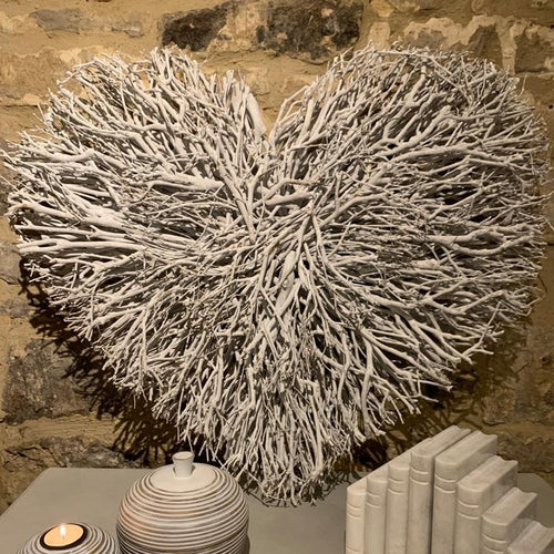 Large Twig Double Heart Wall Art