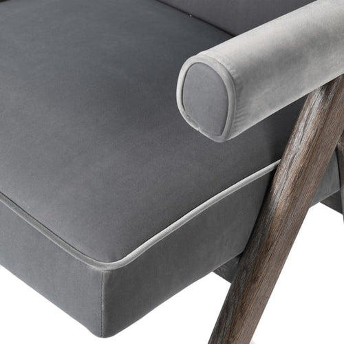 Grey Velvet Carver Chair