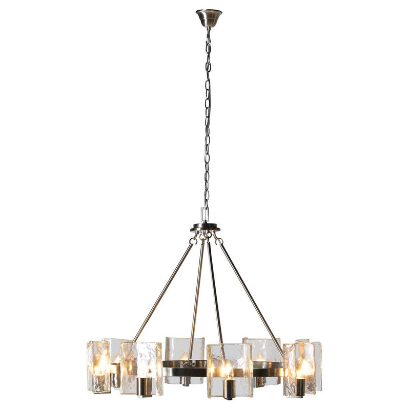 Multi Arm Glass And Steel Ceiling Light