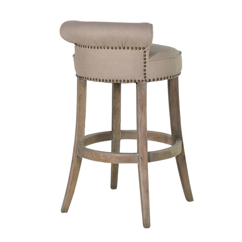 Natural Linen Roll Top Bar Stool