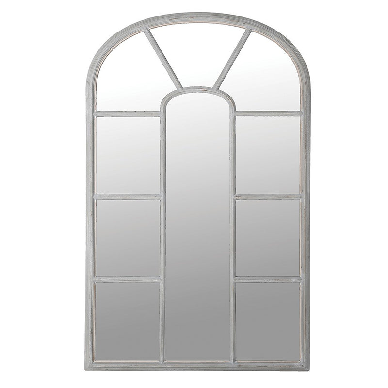 Pale Grey Arched Window Mirror