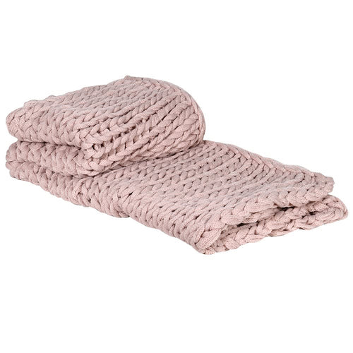 Rose Pink Chunky Knitted Blanket