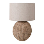 Round Rattan Lamp With Linen Shade