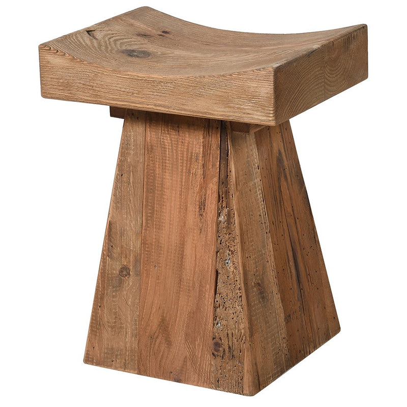 Rustic Wooden Block Stool