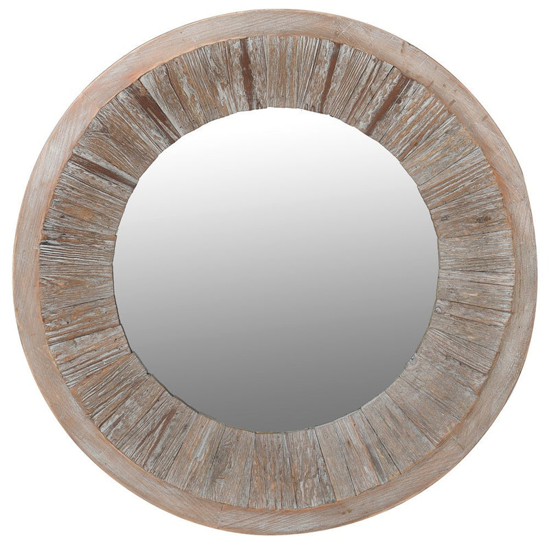 Wooden Round Mirror
