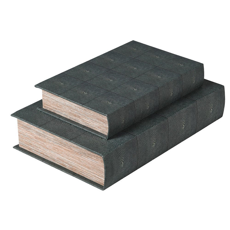 Set Of 2 Faux Shagreen Book Boxes