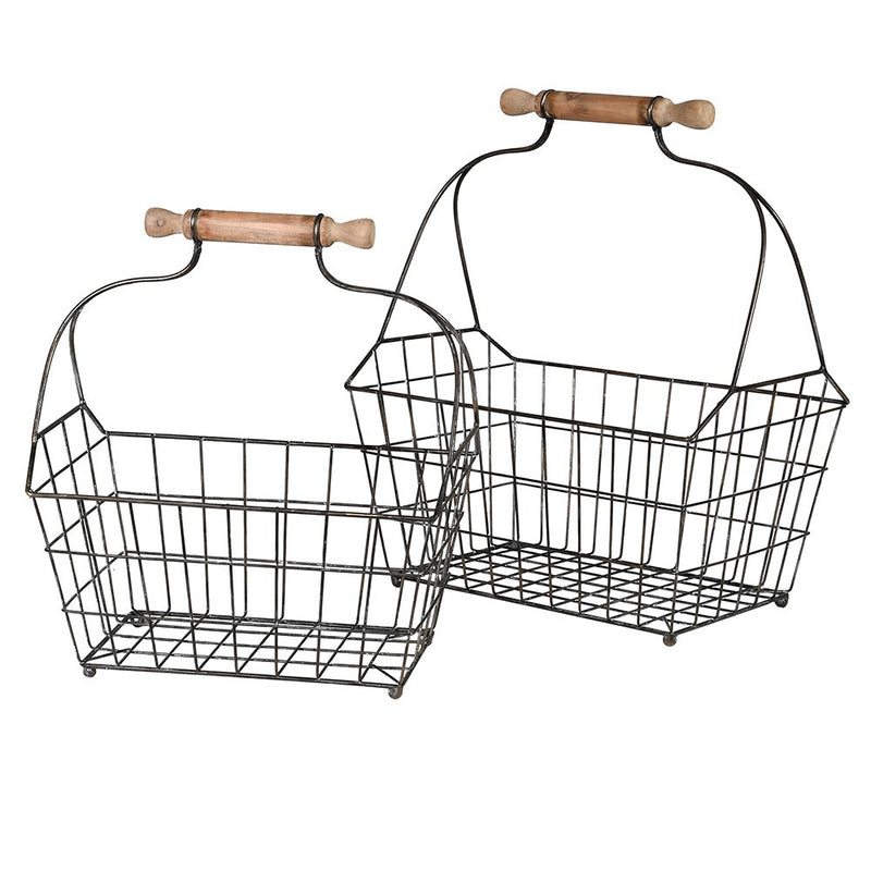 Set Of 2 Metal Wire Baskets