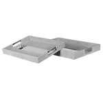 Set Of 2 Silver Trim Shagreen Trays