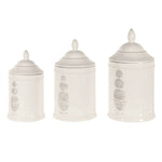 Set Of 3 Cream Lidded Storage Jars