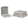 Set Of 3 Ivory Faux Shagreen Boxes