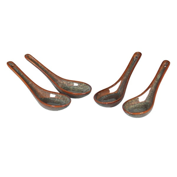 Set Of 4 Ceramic Canape Spoons