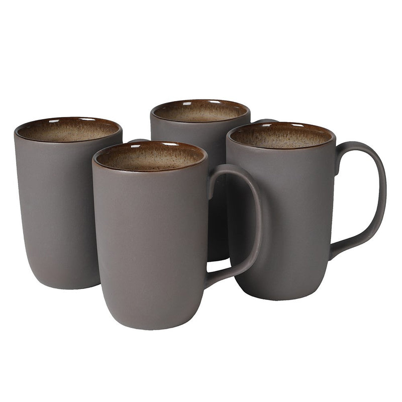 Set Of 4 Mocha Stoneware Mugs