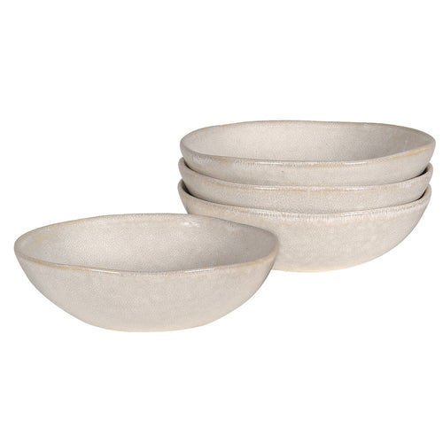 Set Of 4 Pale Grey Rustic Bowls