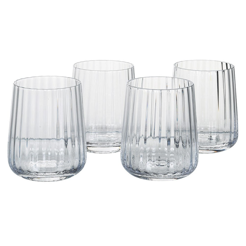 Set Of 4 Ribbed Glass Tumblers
