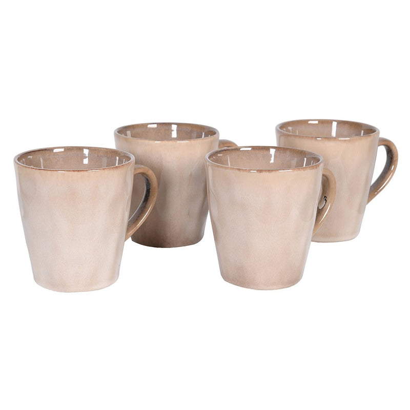 Set Of 4 Taupe Glazed Mugs