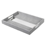 Set Of 2 Silver Trim Shagreen Trays