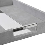 Set Of 2 Silver Trim Shagreen Trays