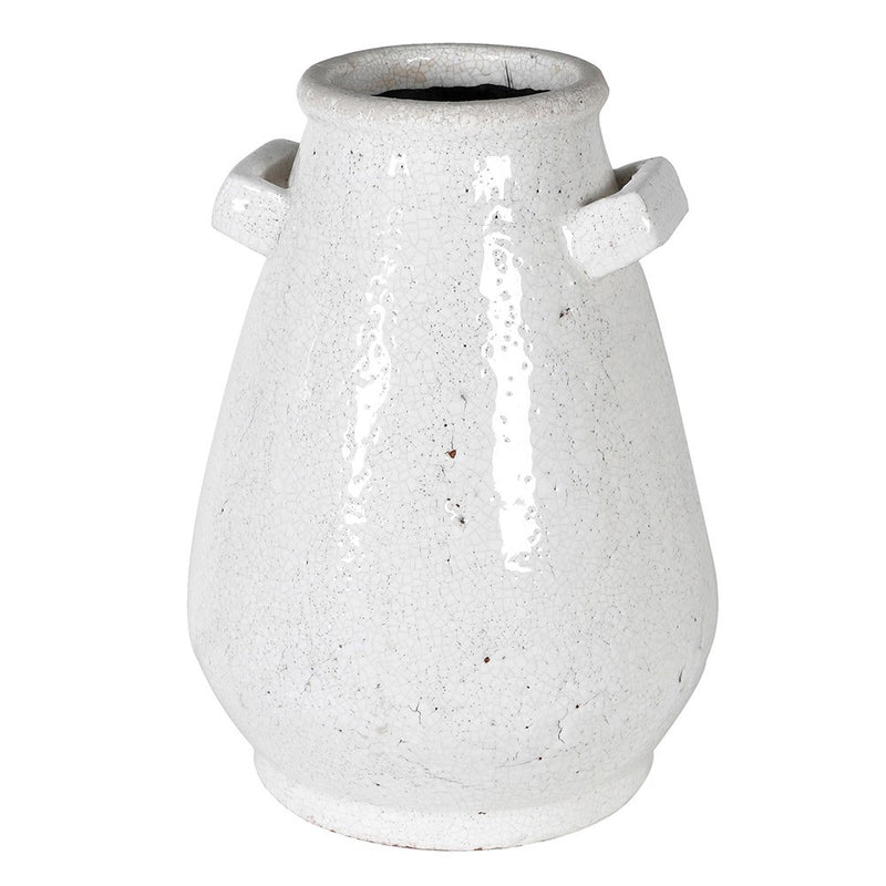 Small White Glazed  Terracotta Vase