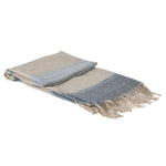 Soft Blue And Biscuit Fringed Throw