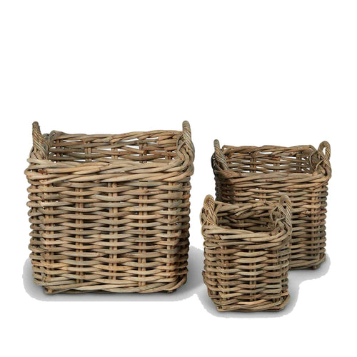 Square Chunky Rattan Log Baskets