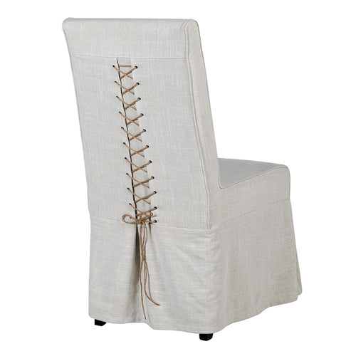 Stone Loose Cover Dining Chair With Lace Up Back