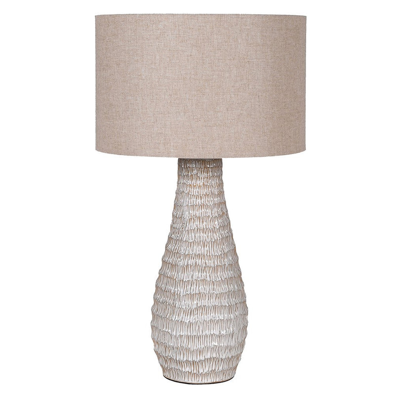 Tall Textured Beige Table Lamp