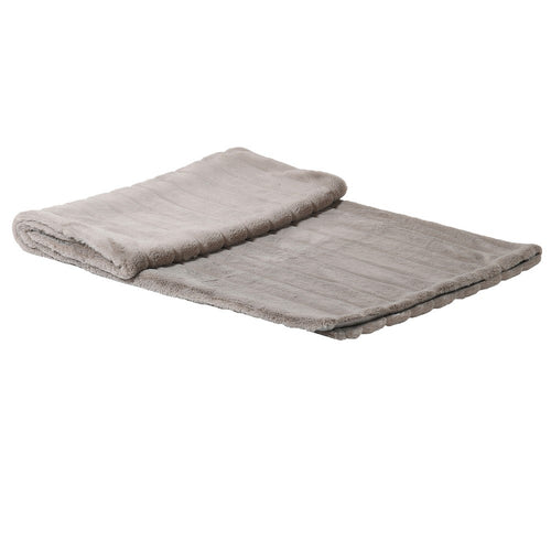 Taupe Faux Fur Striped Throw