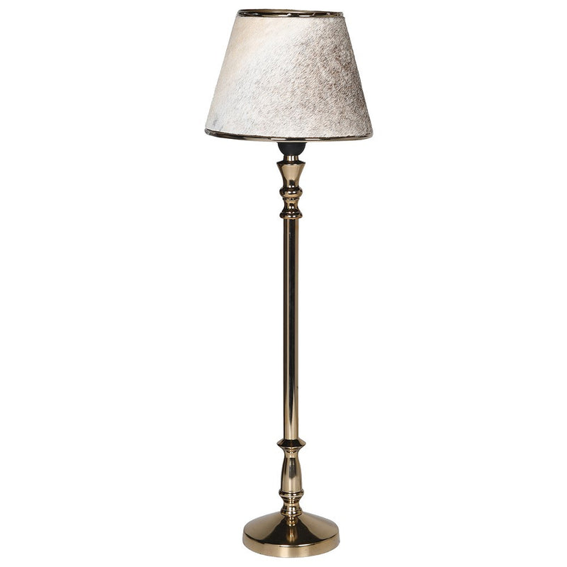 Thin Gold Lamp With Natural Hide Shade