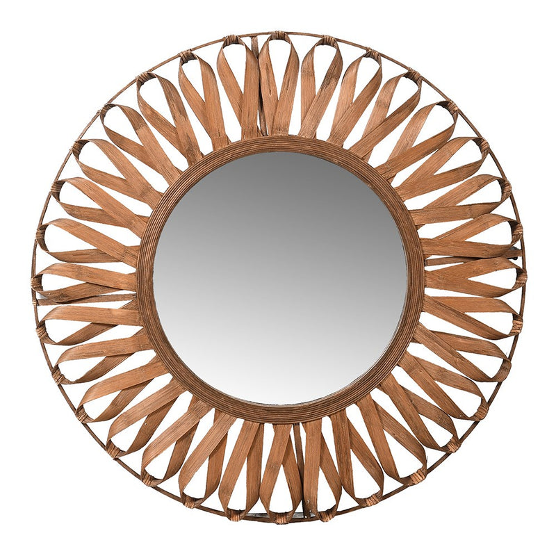 Weaved Bamboo Round Mirror