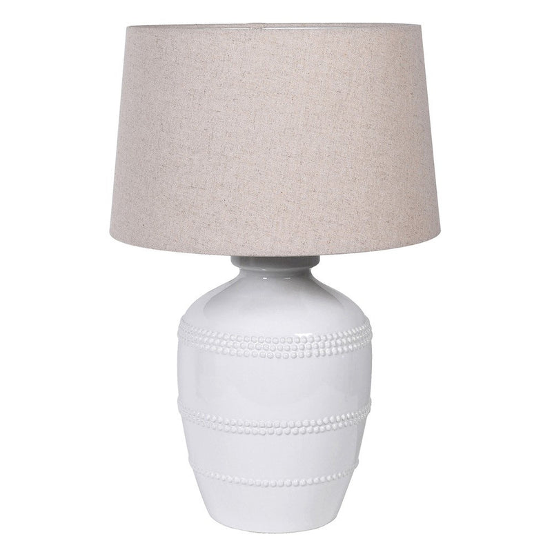 White Beaded Ceramic Table Lamp