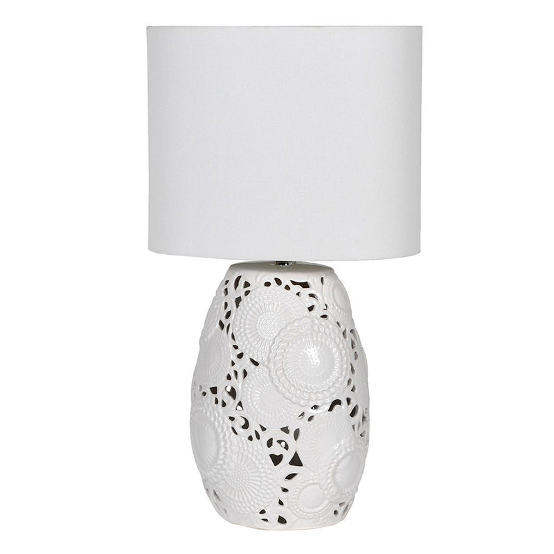 White Ceramic Detailed Table Lamp