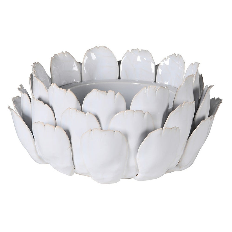 White Ceramic Flower Candle Holder